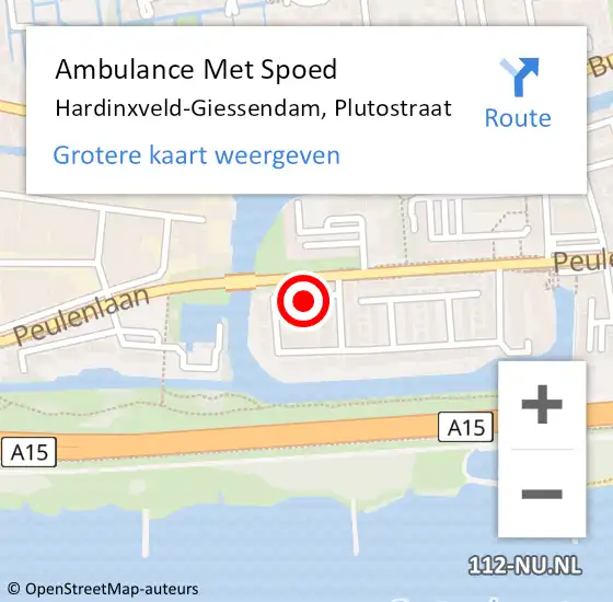Locatie op kaart van de 112 melding: Ambulance Met Spoed Naar Hardinxveld-Giessendam, Plutostraat op 18 november 2021 13:15