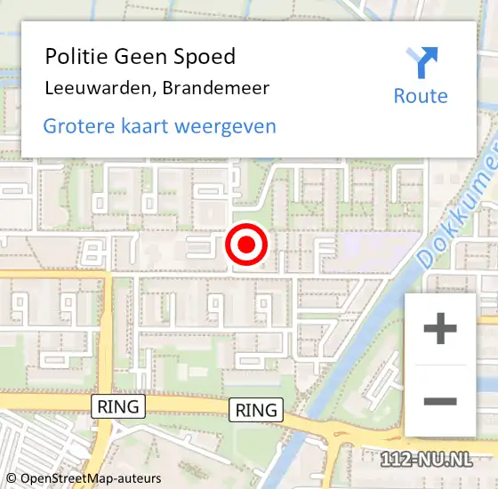 Locatie op kaart van de 112 melding: Politie Geen Spoed Naar Leeuwarden, Brandemeer op 18 november 2021 13:24