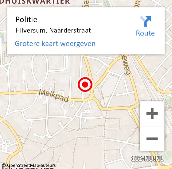 Locatie op kaart van de 112 melding: Politie Hilversum, Naarderstraat op 18 november 2021 14:01
