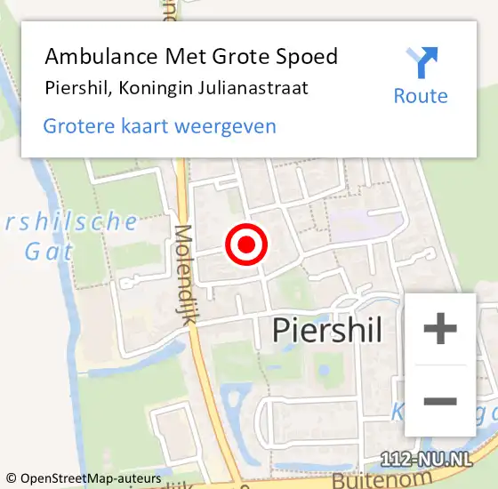 Locatie op kaart van de 112 melding: Ambulance Met Grote Spoed Naar Piershil, Koningin Julianastraat op 18 november 2021 18:46
