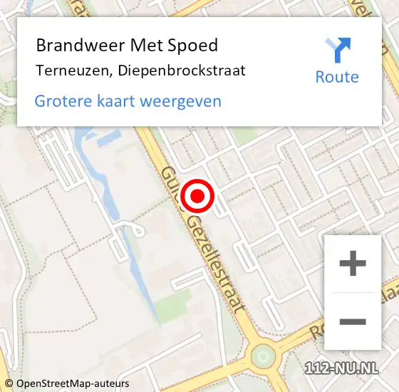 Locatie op kaart van de 112 melding: Brandweer Met Spoed Naar Terneuzen, Diepenbrockstraat op 18 november 2021 19:15