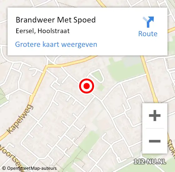 Locatie op kaart van de 112 melding: Brandweer Met Spoed Naar Eersel, Hoolstraat op 18 november 2021 21:07