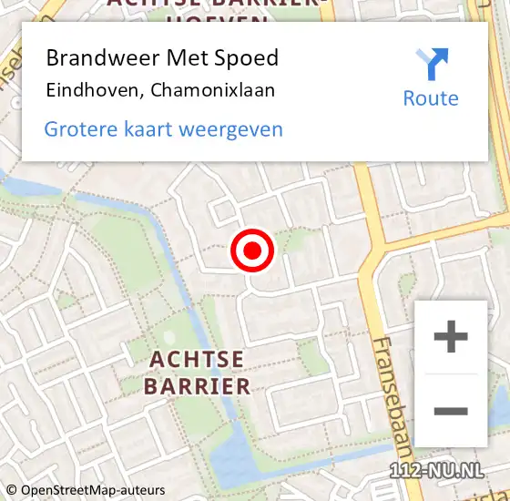 Locatie op kaart van de 112 melding: Brandweer Met Spoed Naar Eindhoven, Chamonixlaan op 18 november 2021 23:18