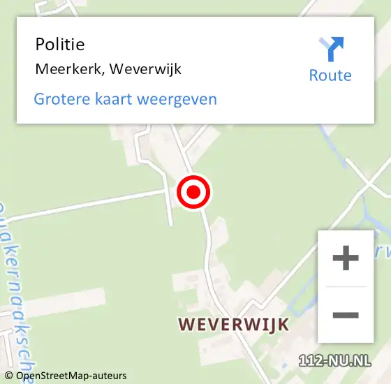 Locatie op kaart van de 112 melding: Politie Meerkerk, Weverwijk op 19 november 2021 07:17