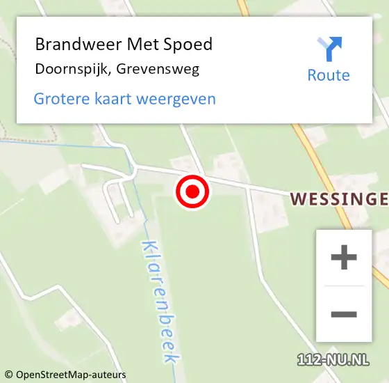 Locatie op kaart van de 112 melding: Brandweer Met Spoed Naar Doornspijk, Grevensweg op 19 november 2021 09:09