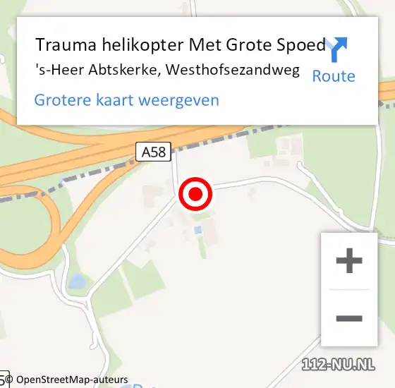 Locatie op kaart van de 112 melding: Trauma helikopter Met Grote Spoed Naar 's-Heer Abtskerke, Westhofsezandweg op 19 november 2021 10:37