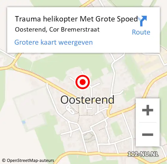 Locatie op kaart van de 112 melding: Trauma helikopter Met Grote Spoed Naar Oosterend, Cor Bremerstraat op 19 november 2021 11:47