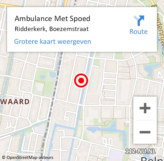 Locatie op kaart van de 112 melding: Ambulance Met Spoed Naar Ridderkerk, Boezemstraat op 19 november 2021 13:02