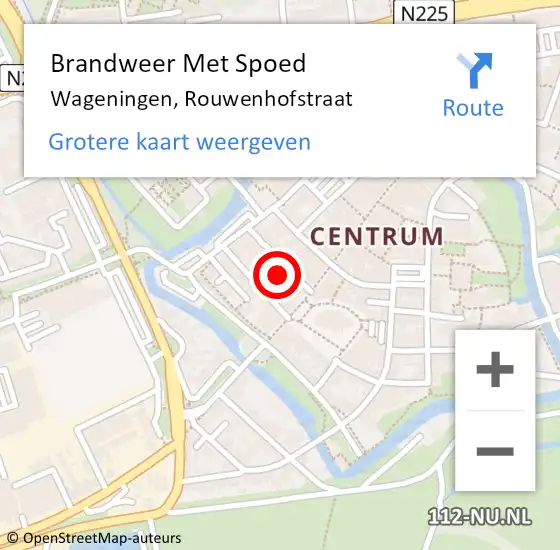 Locatie op kaart van de 112 melding: Brandweer Met Spoed Naar Wageningen, Rouwenhofstraat op 19 november 2021 14:30