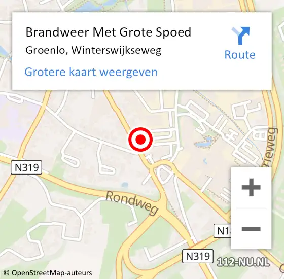 Locatie op kaart van de 112 melding: Brandweer Met Grote Spoed Naar Groenlo, Winterswijkseweg op 19 november 2021 15:33