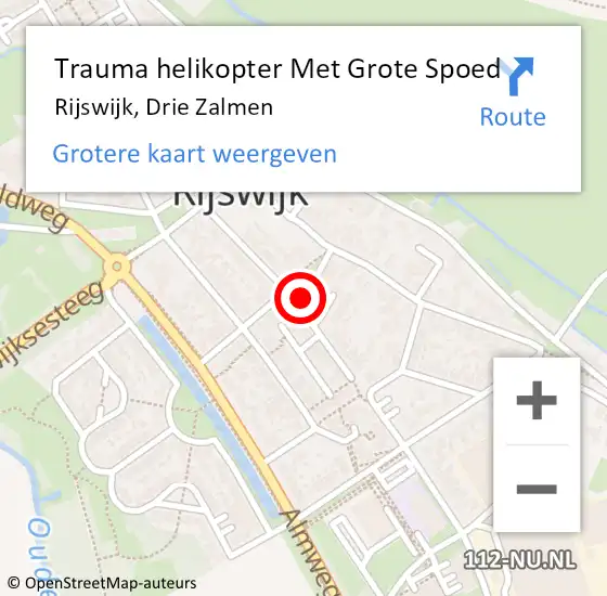 Locatie op kaart van de 112 melding: Trauma helikopter Met Grote Spoed Naar Rijswijk, Drie Zalmen op 19 november 2021 21:55