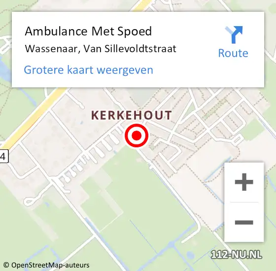 Locatie op kaart van de 112 melding: Ambulance Met Spoed Naar Wassenaar, Van Sillevoldtstraat op 20 november 2021 00:30