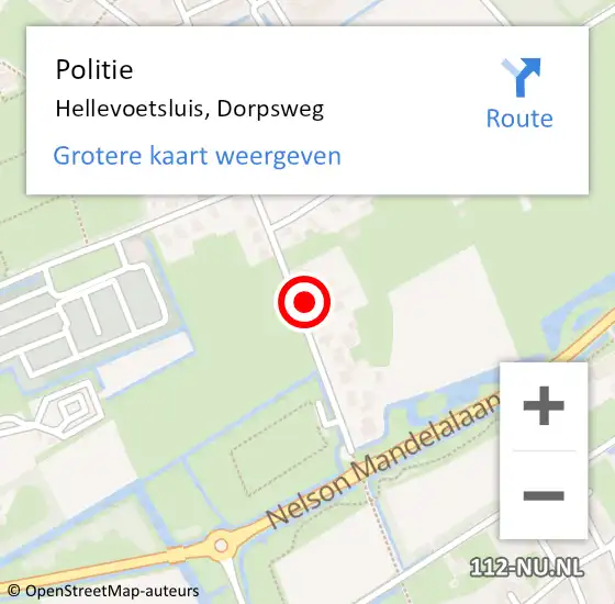 Locatie op kaart van de 112 melding: Politie Hellevoetsluis, Dorpsweg op 20 november 2021 00:59
