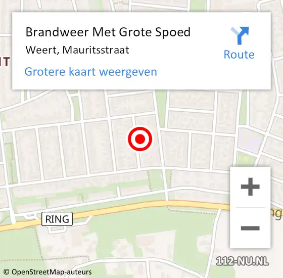 Locatie op kaart van de 112 melding: Brandweer Met Grote Spoed Naar Weert, Mauritsstraat op 20 november 2021 01:22