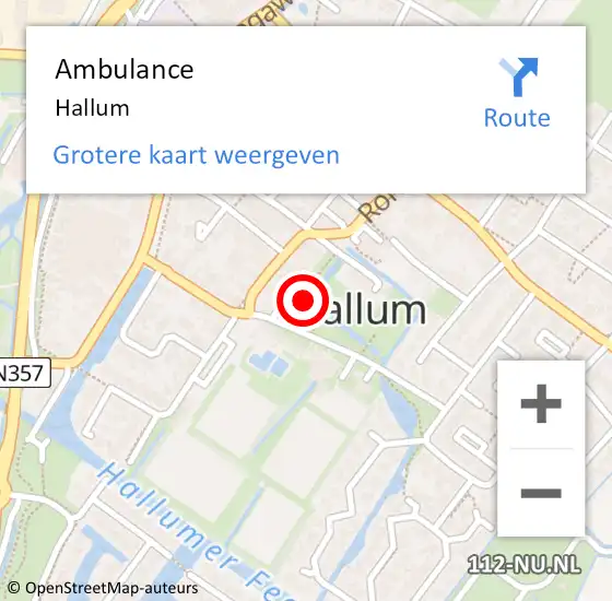 Locatie op kaart van de 112 melding: Ambulance Hallum op 20 november 2021 05:55