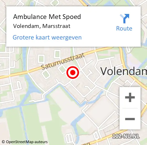 Locatie op kaart van de 112 melding: Ambulance Met Spoed Naar Volendam, Marsstraat op 20 november 2021 09:36