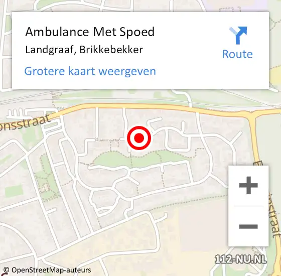 Locatie op kaart van de 112 melding: Ambulance Met Spoed Naar Landgraaf, Brikkebekker op 20 november 2021 09:57