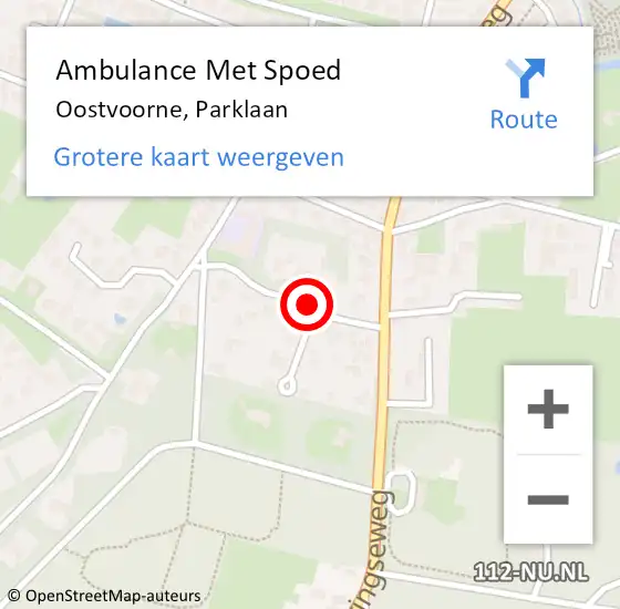 Locatie op kaart van de 112 melding: Ambulance Met Spoed Naar Oostvoorne, Parklaan op 20 november 2021 10:57