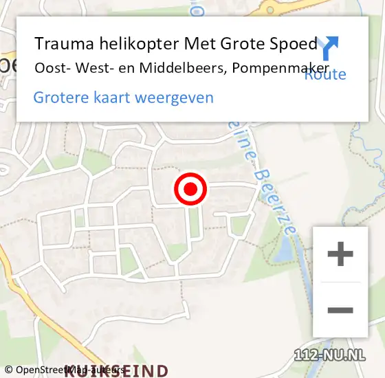 Locatie op kaart van de 112 melding: Trauma helikopter Met Grote Spoed Naar Oost- West- en Middelbeers, Pompenmaker op 20 november 2021 11:34