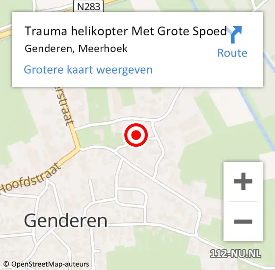 Locatie op kaart van de 112 melding: Trauma helikopter Met Grote Spoed Naar Genderen, Meerhoek op 20 november 2021 12:01