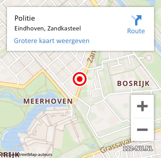 Locatie op kaart van de 112 melding: Politie Eindhoven, Zandkasteel op 20 november 2021 14:22