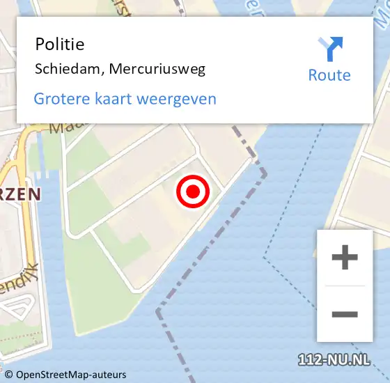 Locatie op kaart van de 112 melding: Politie Schiedam, Mercuriusweg op 20 november 2021 20:24
