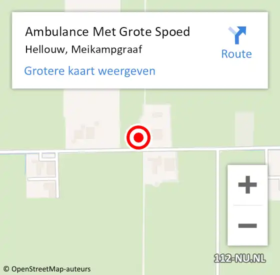 Locatie op kaart van de 112 melding: Ambulance Met Grote Spoed Naar Hellouw, Meikampgraaf op 20 november 2021 20:28