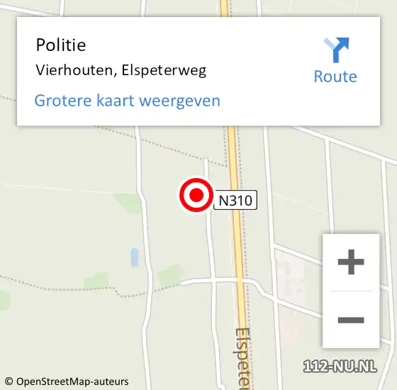 Locatie op kaart van de 112 melding: Politie Vierhouten, Elspeterweg op 20 november 2021 21:01