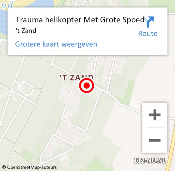 Locatie op kaart van de 112 melding: Trauma helikopter Met Grote Spoed Naar 't Zand op 21 november 2021 02:31