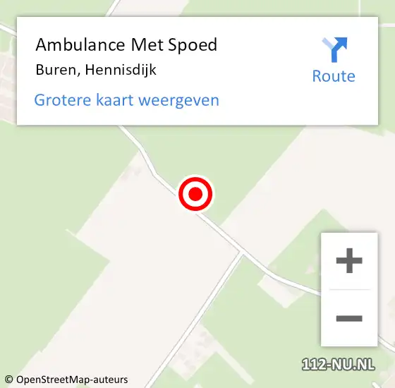 Locatie op kaart van de 112 melding: Ambulance Met Spoed Naar Buren, Hennisdijk op 21 november 2021 03:03