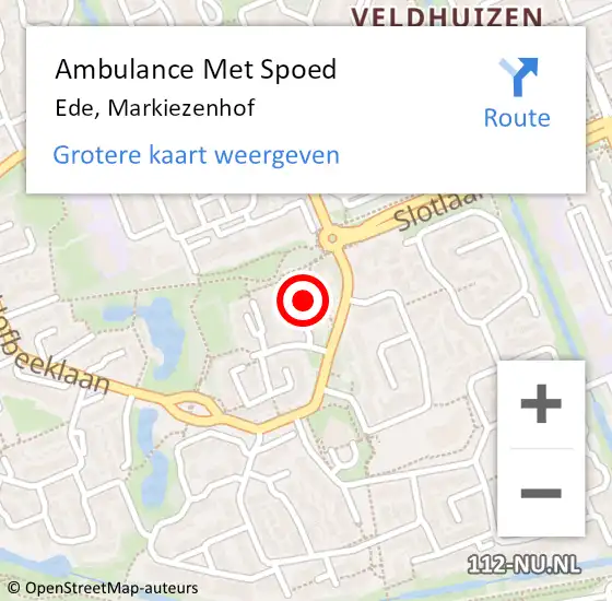 Locatie op kaart van de 112 melding: Ambulance Met Spoed Naar Ede, Markiezenhof op 21 november 2021 06:54