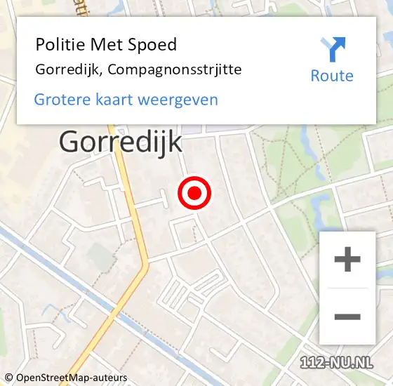 Locatie op kaart van de 112 melding: Politie Met Spoed Naar Gorredijk, Compagnonsstrjitte op 21 november 2021 09:30