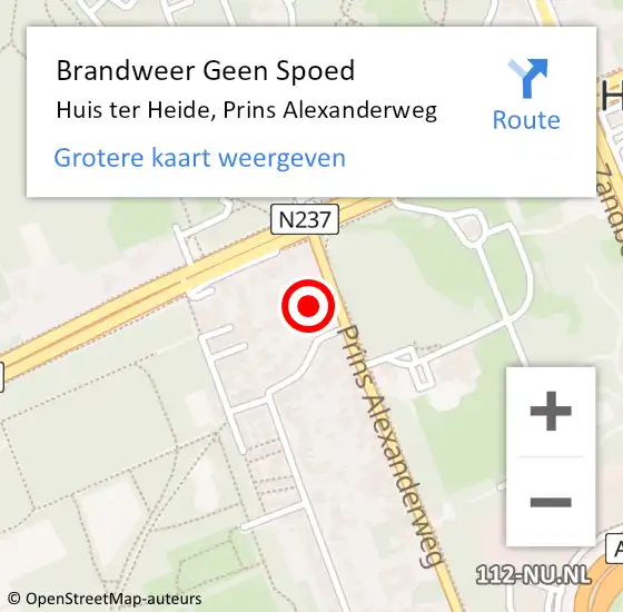 Locatie op kaart van de 112 melding: Brandweer Geen Spoed Naar Huis ter Heide, Prins Alexanderweg op 21 november 2021 12:02