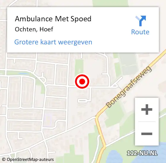 Locatie op kaart van de 112 melding: Ambulance Met Spoed Naar Ochten, Hoef op 30 juni 2014 05:18