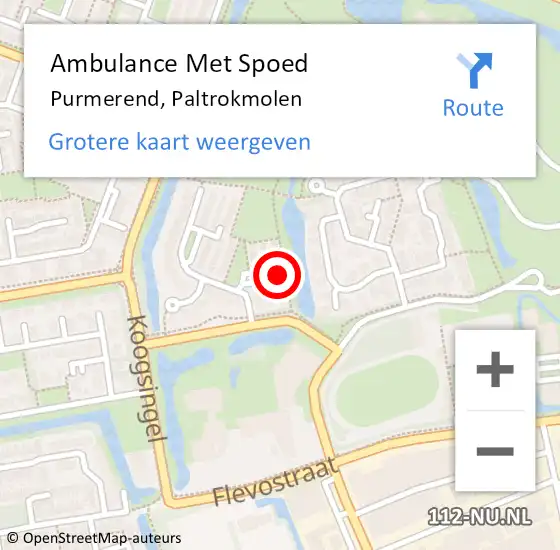 Locatie op kaart van de 112 melding: Ambulance Met Spoed Naar Purmerend, Paltrokmolen op 21 november 2021 12:37