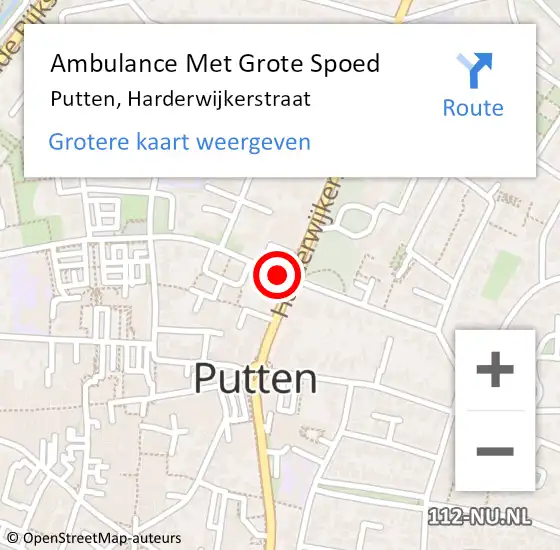Locatie op kaart van de 112 melding: Ambulance Met Grote Spoed Naar Putten, Harderwijkerstraat op 21 november 2021 16:11