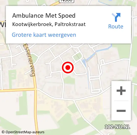 Locatie op kaart van de 112 melding: Ambulance Met Spoed Naar Kootwijkerbroek, Paltrokstraat op 21 november 2021 17:11