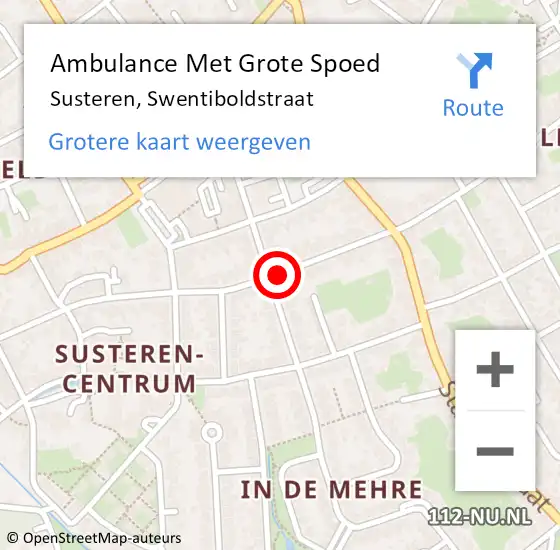 Locatie op kaart van de 112 melding: Ambulance Met Grote Spoed Naar Susteren, Swentiboldstraat op 21 november 2021 22:25