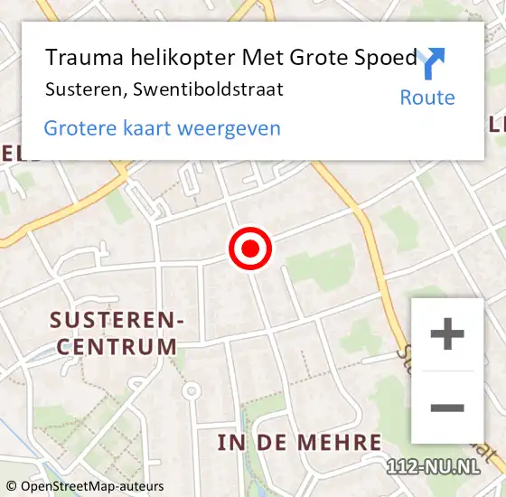 Locatie op kaart van de 112 melding: Trauma helikopter Met Grote Spoed Naar Susteren, Swentiboldstraat op 21 november 2021 22:28