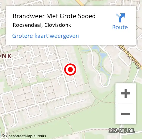Locatie op kaart van de 112 melding: Brandweer Met Grote Spoed Naar Roosendaal, Clovisdonk op 21 november 2021 23:04