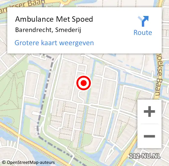 Locatie op kaart van de 112 melding: Ambulance Met Spoed Naar Barendrecht, Smederij op 21 november 2021 23:54