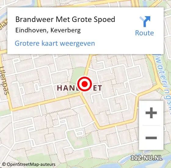 Locatie op kaart van de 112 melding: Brandweer Met Grote Spoed Naar Eindhoven, Keverberg op 22 november 2021 00:54