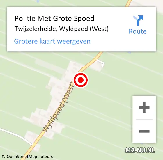 Locatie op kaart van de 112 melding: Politie Met Grote Spoed Naar Twijzelerheide, Wyldpaed (West) op 22 november 2021 01:06