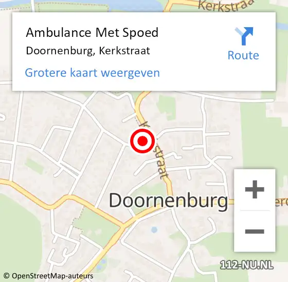 Locatie op kaart van de 112 melding: Ambulance Met Spoed Naar Doornenburg, Kerkstraat op 22 november 2021 08:56