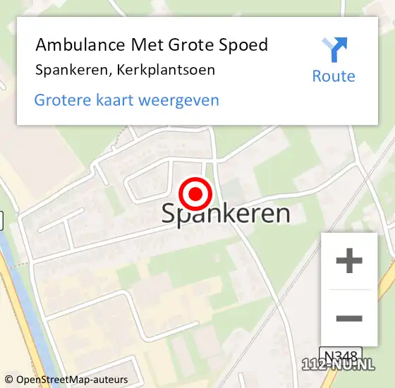 Locatie op kaart van de 112 melding: Ambulance Met Grote Spoed Naar Spankeren, Kerkplantsoen op 22 november 2021 09:04