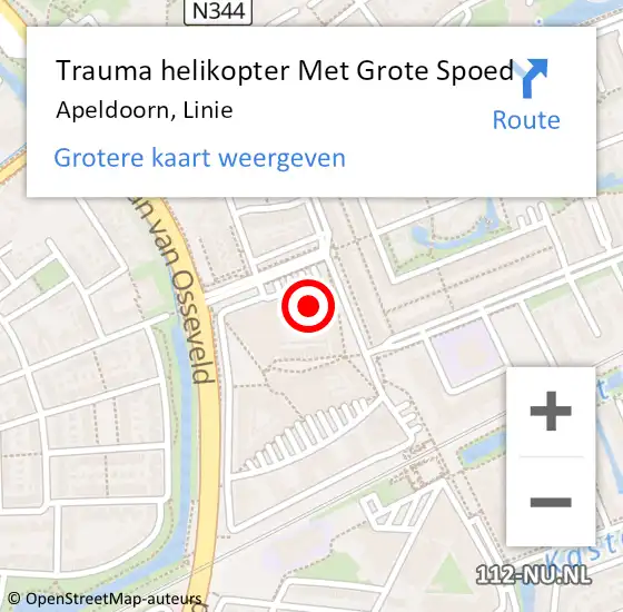 Locatie op kaart van de 112 melding: Trauma helikopter Met Grote Spoed Naar Apeldoorn, Linie op 22 november 2021 11:57