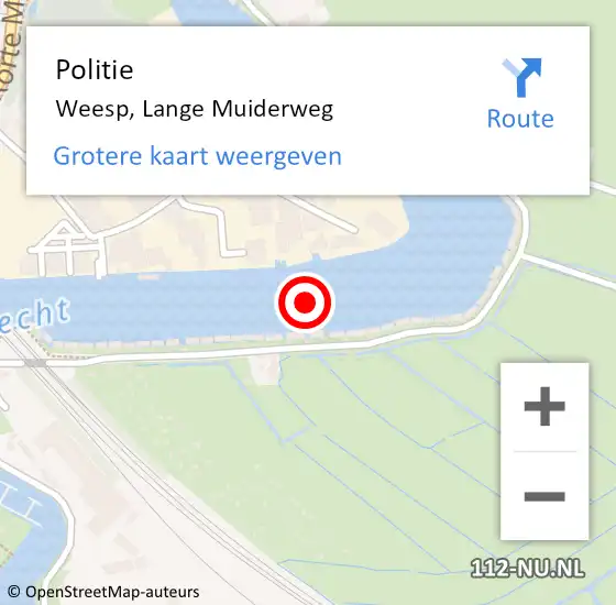 Locatie op kaart van de 112 melding: Politie Weesp, Lange Muiderweg op 22 november 2021 14:21