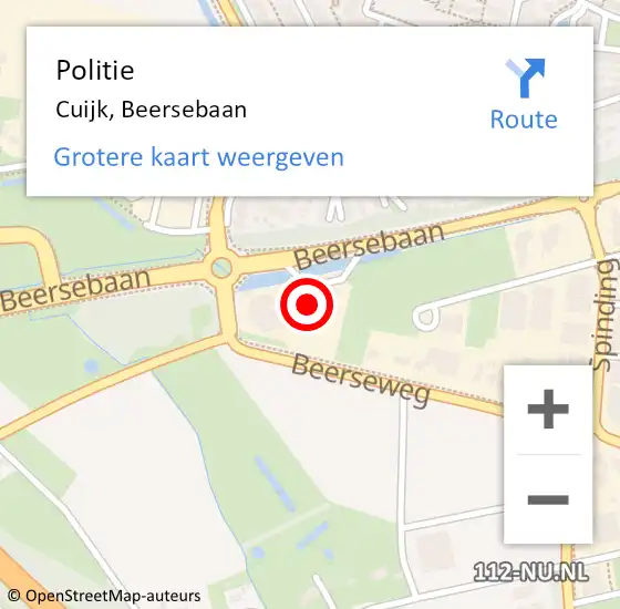 Locatie op kaart van de 112 melding: Politie Cuijk, Beersebaan op 22 november 2021 16:30