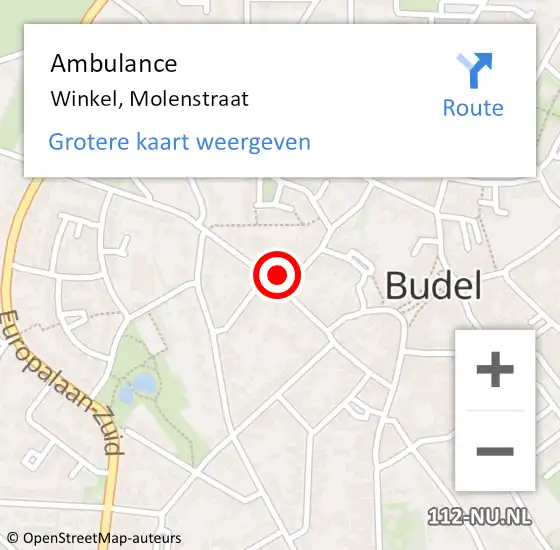 Locatie op kaart van de 112 melding: Ambulance Winkel, Molenstraat op 30 juni 2014 09:20