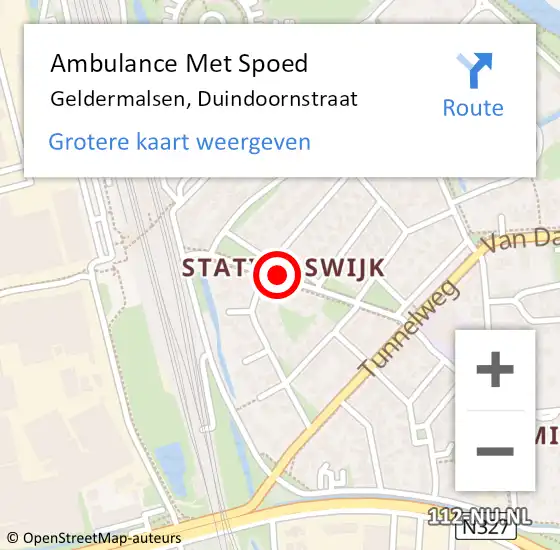 Locatie op kaart van de 112 melding: Ambulance Met Spoed Naar Geldermalsen, Duindoornstraat op 22 november 2021 19:18